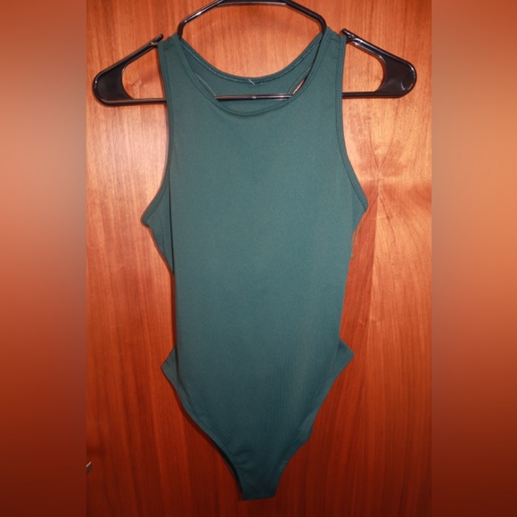 SEA GREEN COTTON RACER BODYSUIT SIZE SMALL - Picture 1 of 4